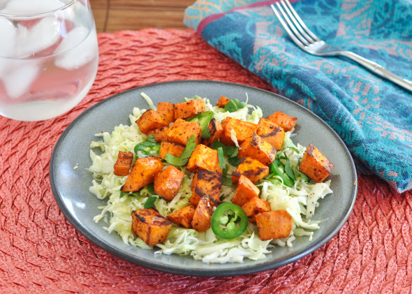 Chipotle Roasted Sweet Potato & Cabbage Salad 