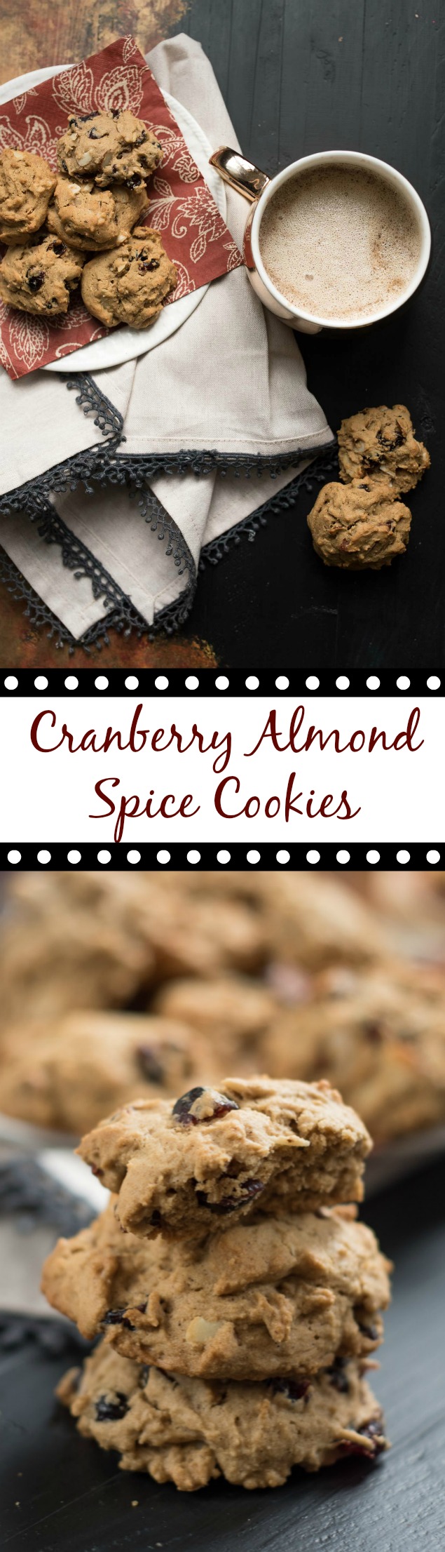 Cranberry Almond Spice Cookies- the perfect spiced cookie to dunk in your coffee. Not too sweet, but tons of flavor! #ad | 