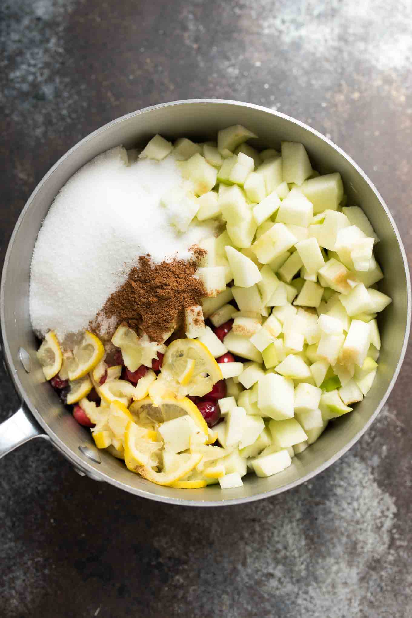 Cranberry Apple Sauce | green apples + lemon and cinnamon make this the perfect cranberry sauce for your Holiday spread. Naturally gluten free! | 