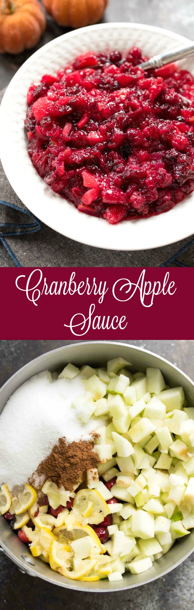 Cranberry Apple Sauce | green apples + lemon and cinnamon make this the perfect cranberry sauce for your Holiday spread. Naturally gluten free! | 