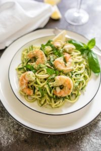 Creamy Basil Zucchini Noodles with Shrimp