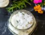 DIY Salt Scrub with coconut oil takes minutes to make and will leave your skin feeling exfoliated and super soft!