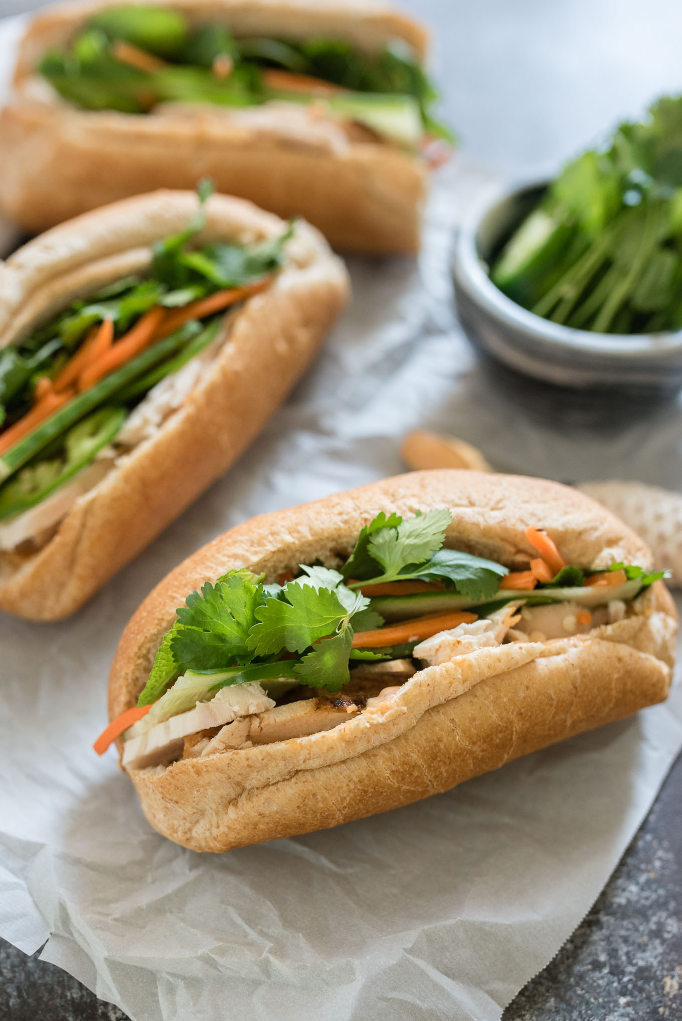 Easy Banh Mi sandwiches are a little spicy, packed with flavor and comes together in no time!