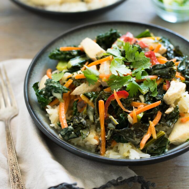 Ready in under 30- forget take out, try this naturally gluten and dairy free easy Green Curry with Chicken and Vegetables