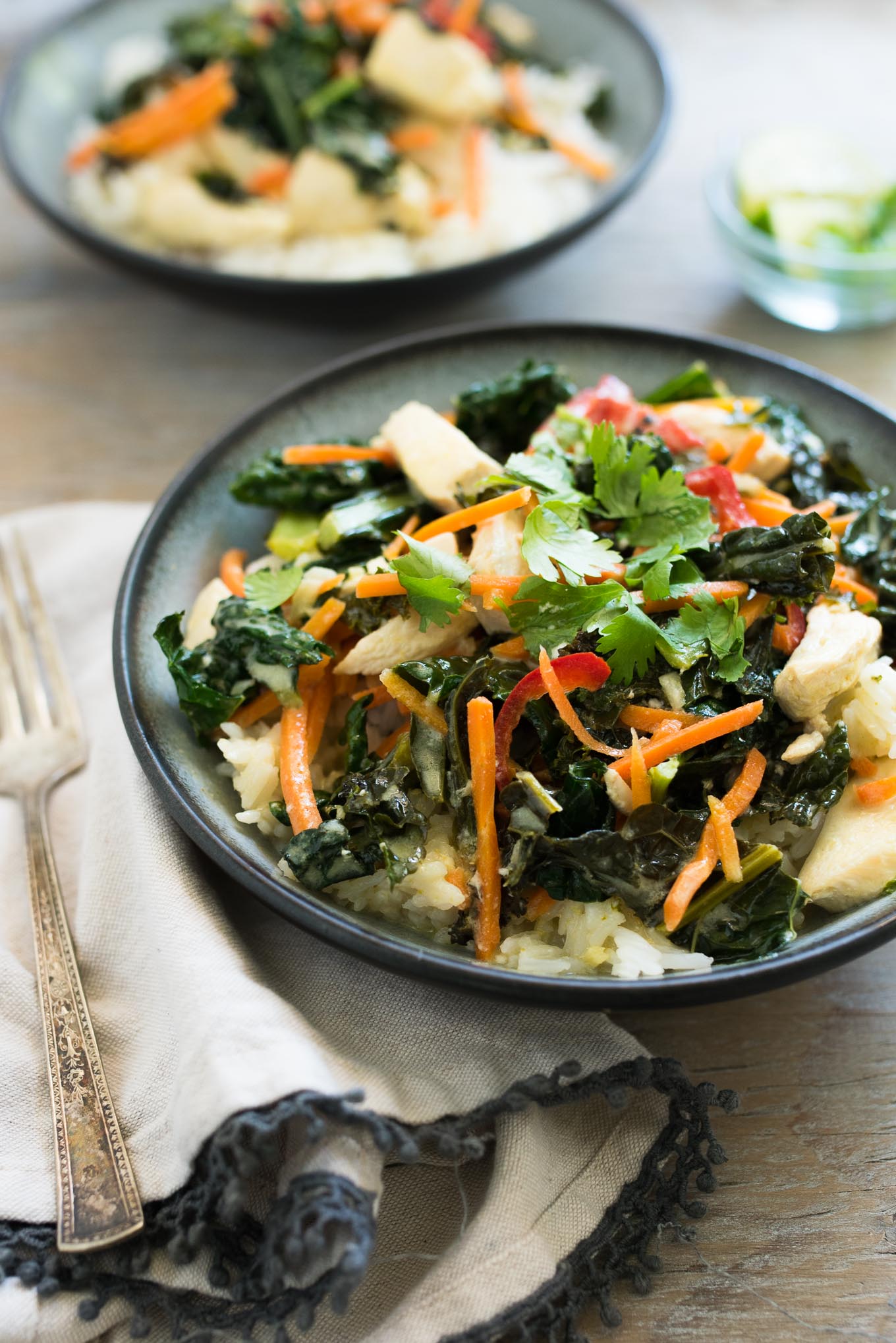 Ready in under 30- forget take out, try this naturally gluten and dairy free easy Green Curry with Chicken and Vegetables