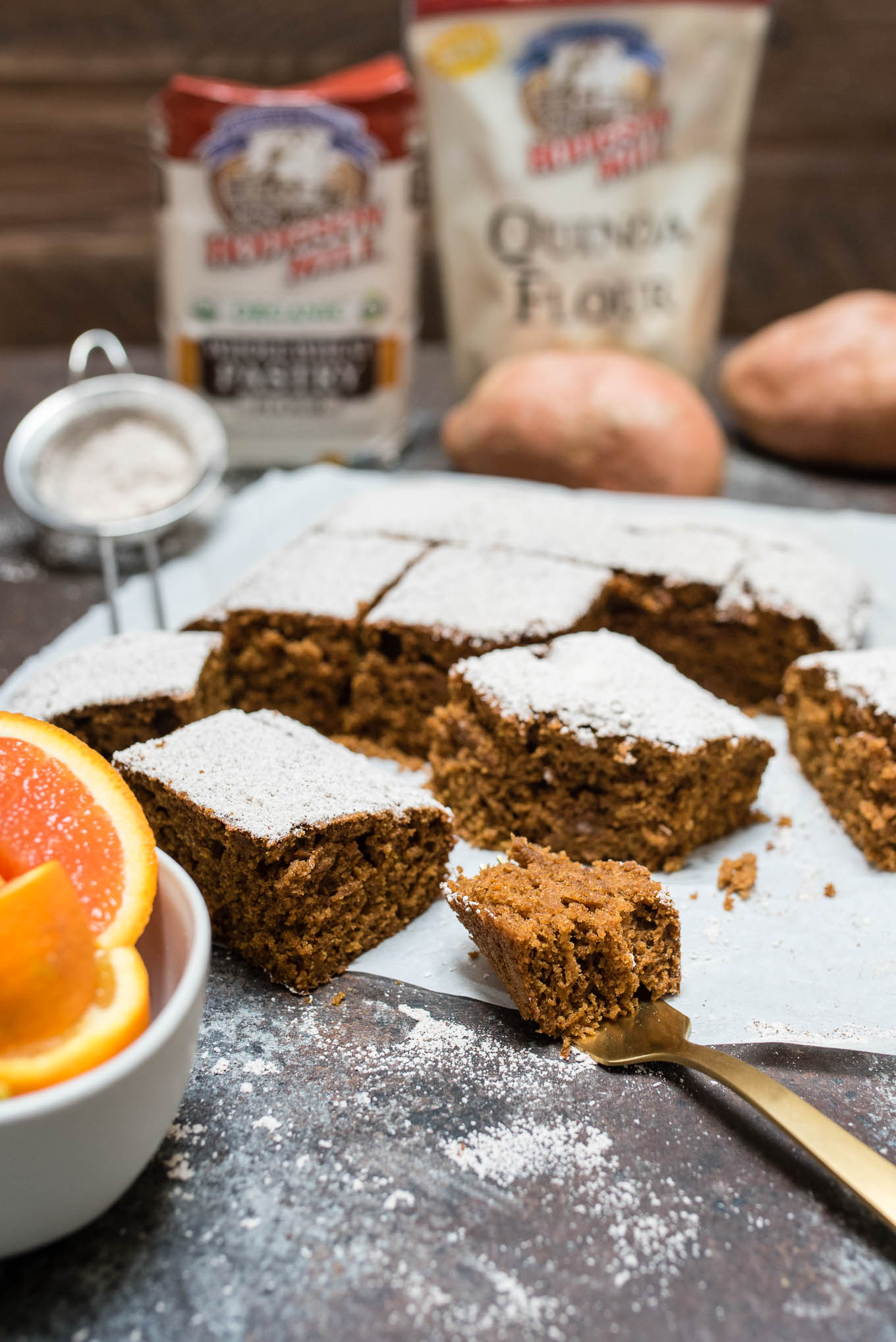 Gingerbread meets sweet potato in this snack cake filled with high fiber and nutritious whole grains.