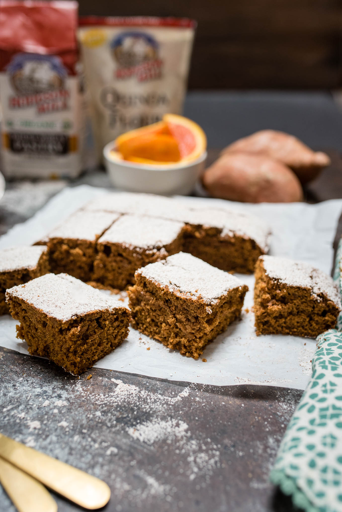 Gingerbread meets sweet potato in this snack cake filled with high fiber and nutritious whole grains.