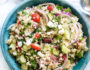 Greek Quinoa Salad is loaded with Mediterranean flavors and is a great make-ahead vegetarian and gluten free salad.