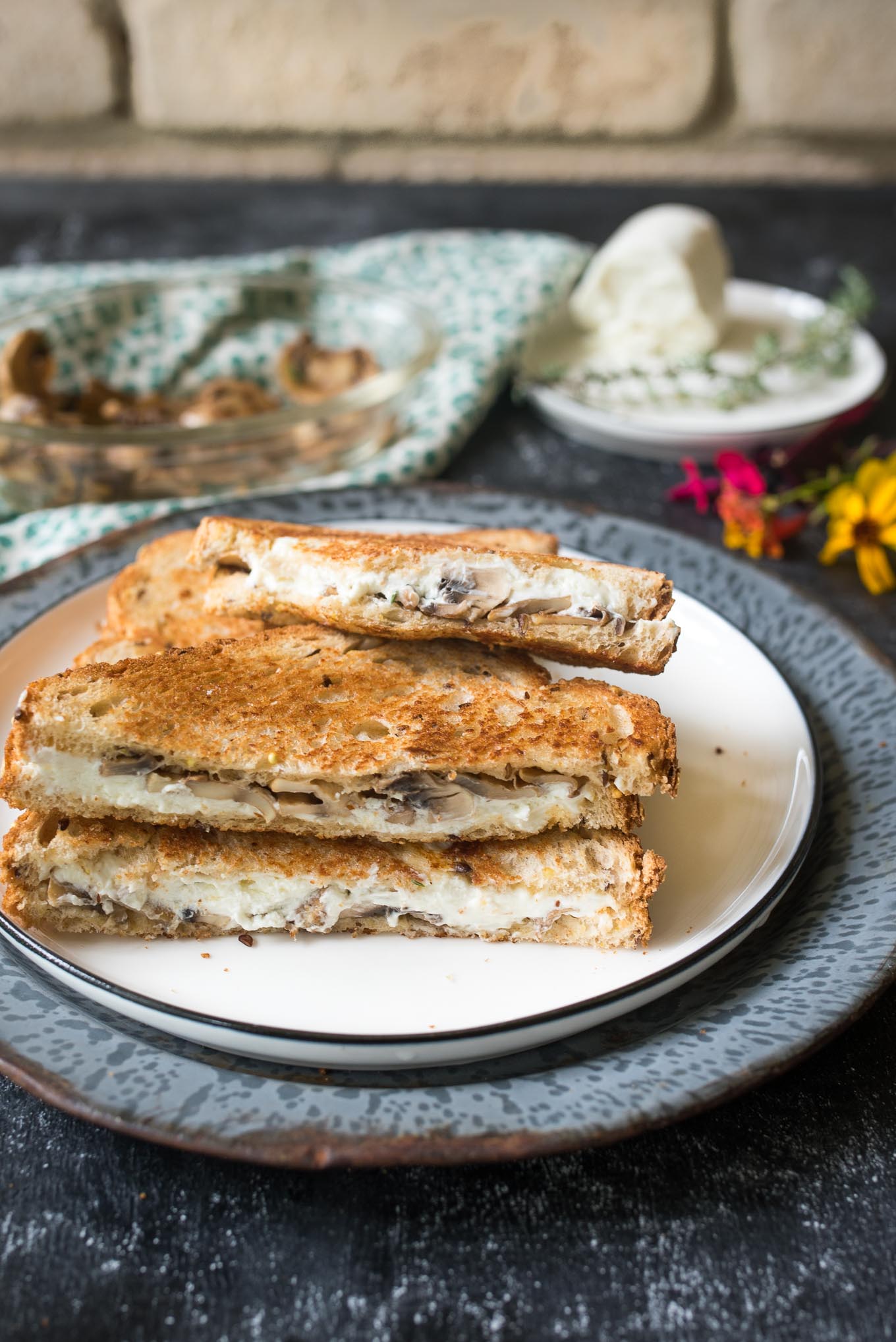 Grilled Goat Cheese Sandwiches with Mushrooms are simple yet gourmet, perfect for when you want grown-up flavors in a classic sandwich for any meal of the day.