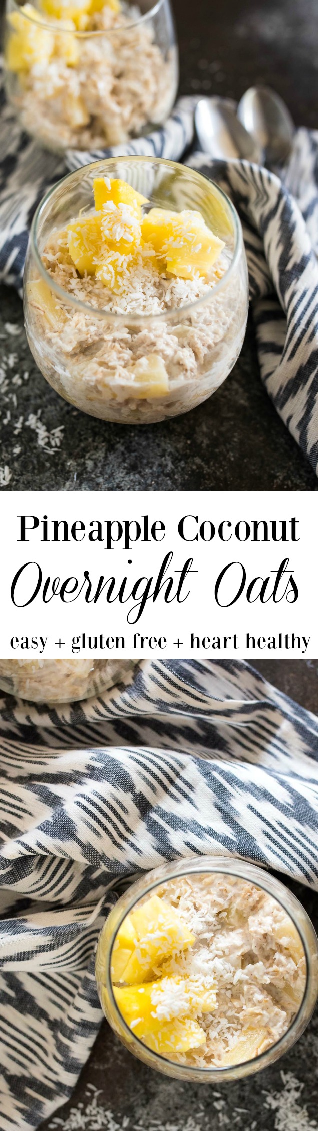 Pineapple Coconut Overnight Oats are a simple, make-ahead breakfast that will provide you with long lasting balanced nutrition!