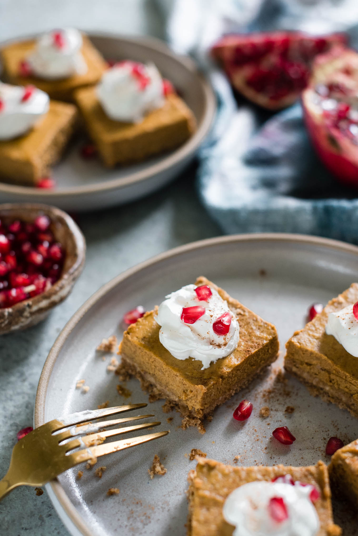 Pumpkin pie bar on a plate