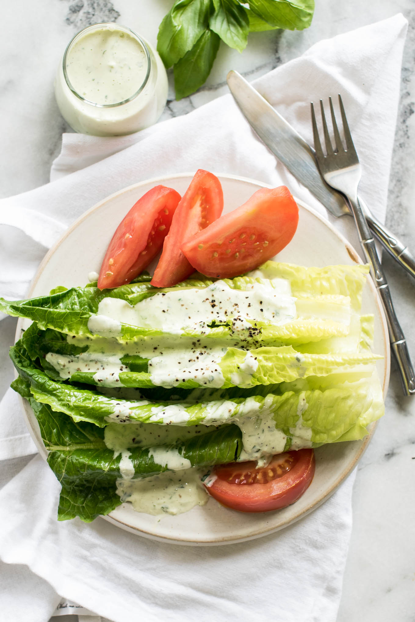 romaine salad on a plate