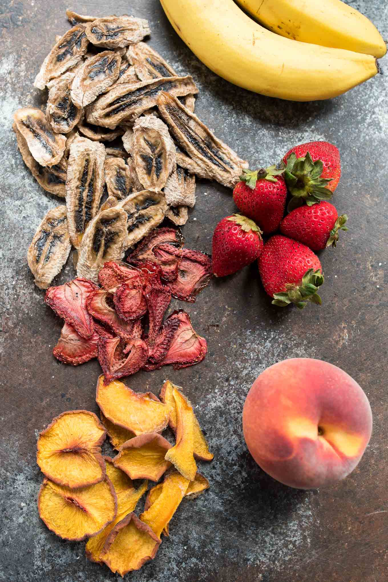 Simple Homemade Dried Fruit- all you need is fresh fruit and a low oven setting to make this no sugar added dried fruit! | 