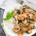 Spicy Thai Basil Chicken | super simple, flavorful and ready in under 20 minutes! You don' have to be an experienced Thai cook to make this Thai inspired dish! | 