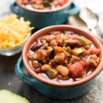 The Best Turkey Chili- This ONE post meal is perfect for a make-ahead dinner, party, potluck or weeknight fall/winter dinner. Naturally gluten free! | 