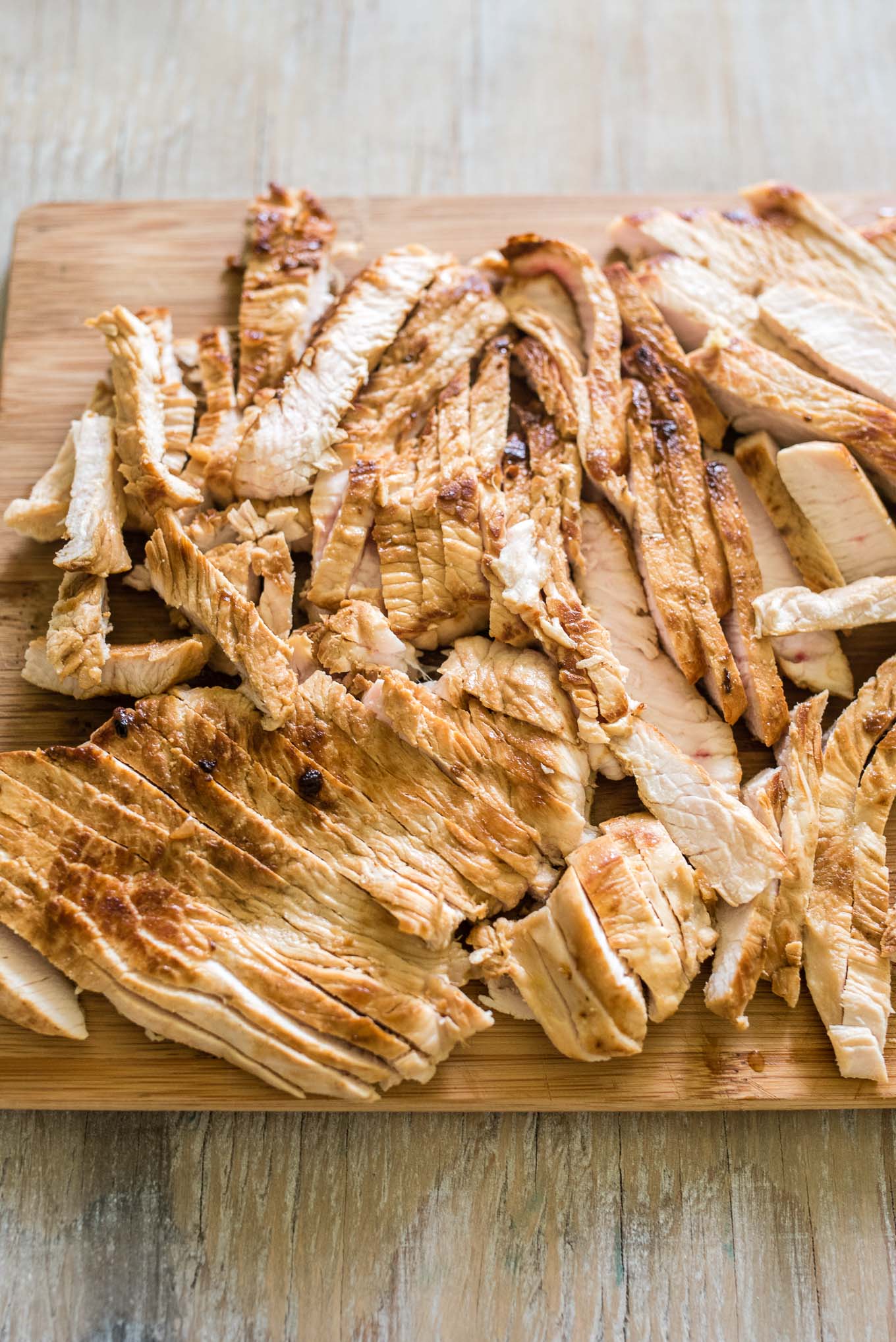 Turkey Strips On Cutting Board