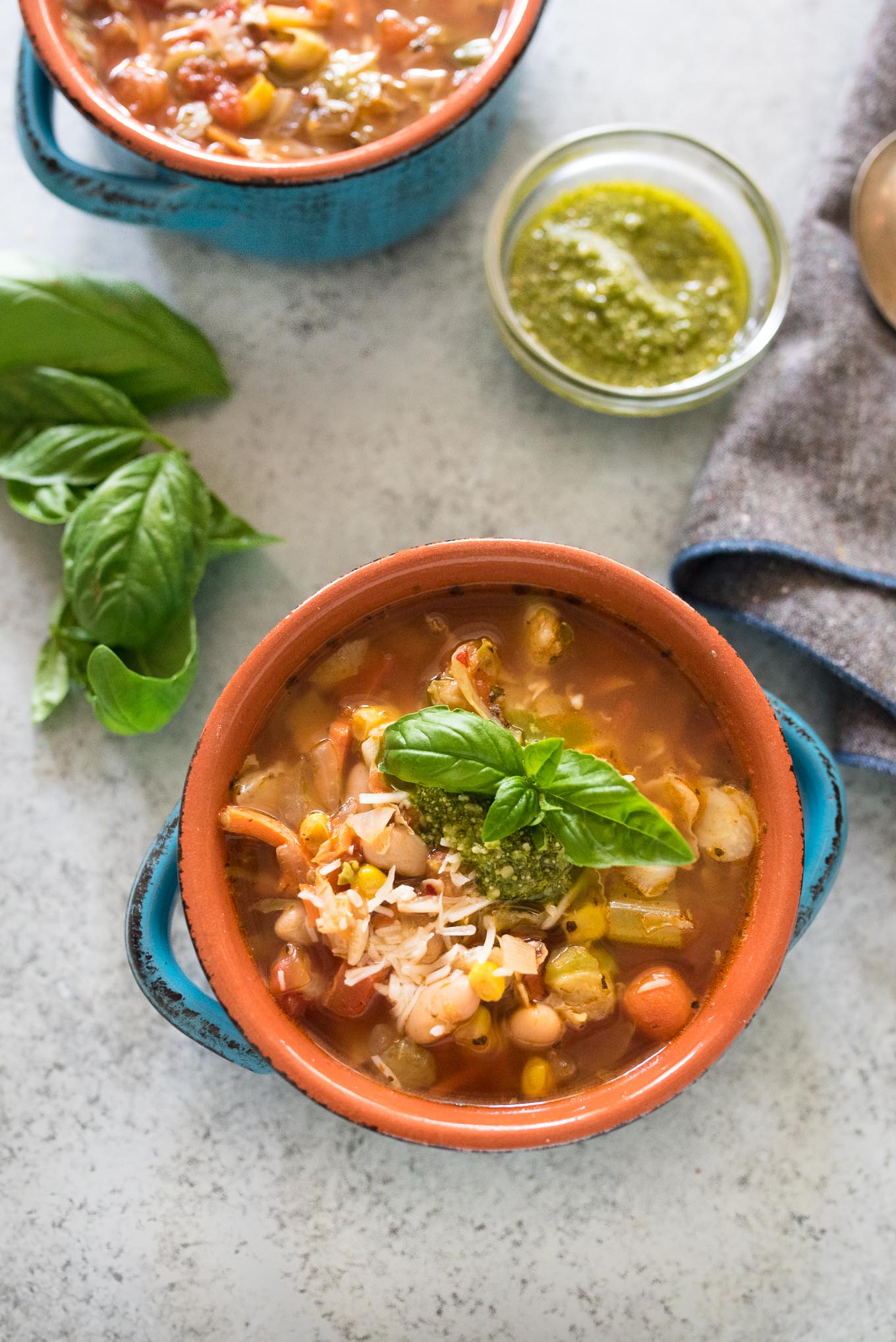 Quick and Easy Vegetable Soup with Pesto will nourish you from the inside out and will use up all those last bits of vegetables reducing waste in your kitchen.