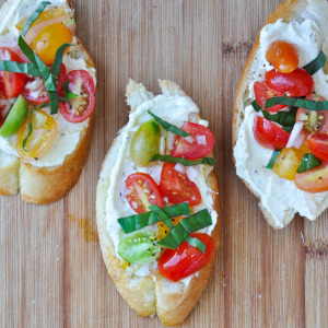 Crostini with Whipped Feta and Tomatoes